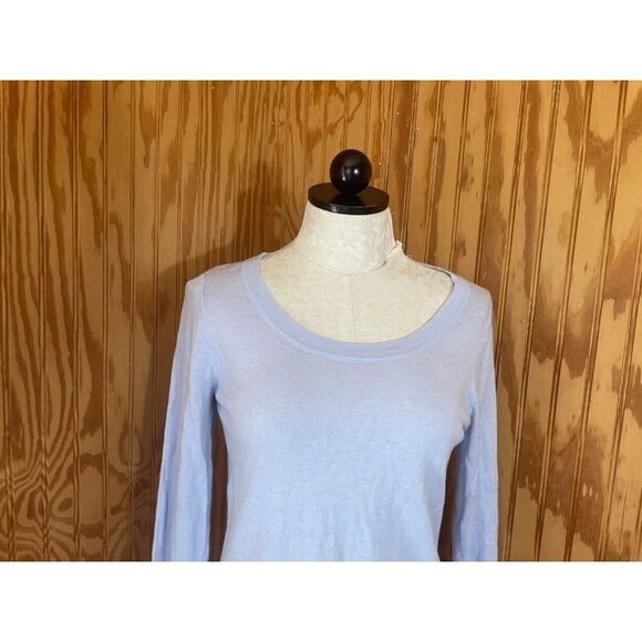 Moth Long Sleeve Eyelet Hem Tunic Top Round Neck Casual Button Modal Blue S/P - Picture 4 of 9
